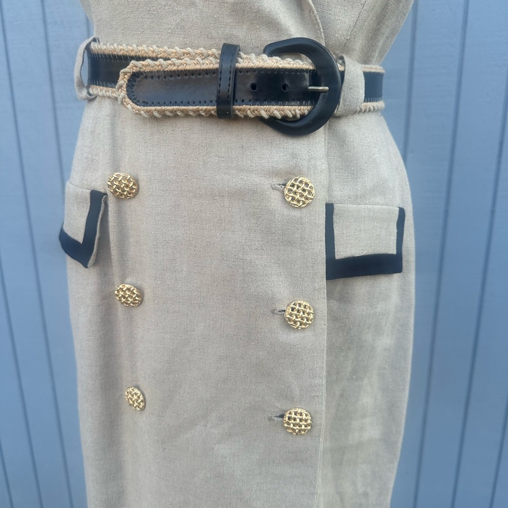Danny & Nicole Khaki Dress with Black Details - Picture 7 of 14